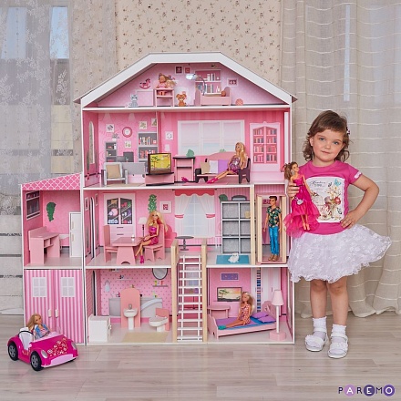 Интерактивный кукольный дом – Поместье Розабелла, с мебелью, свет, звук 